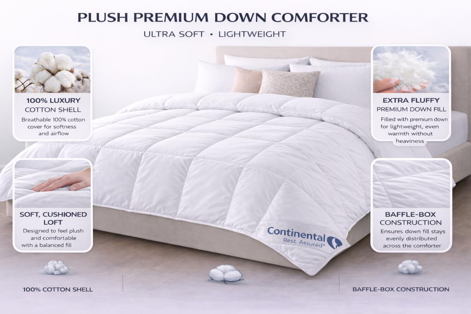 White Down Comforter King Size 550 Fill Power