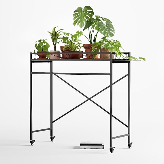 2 Tier Metal Plant Stand with Wheels