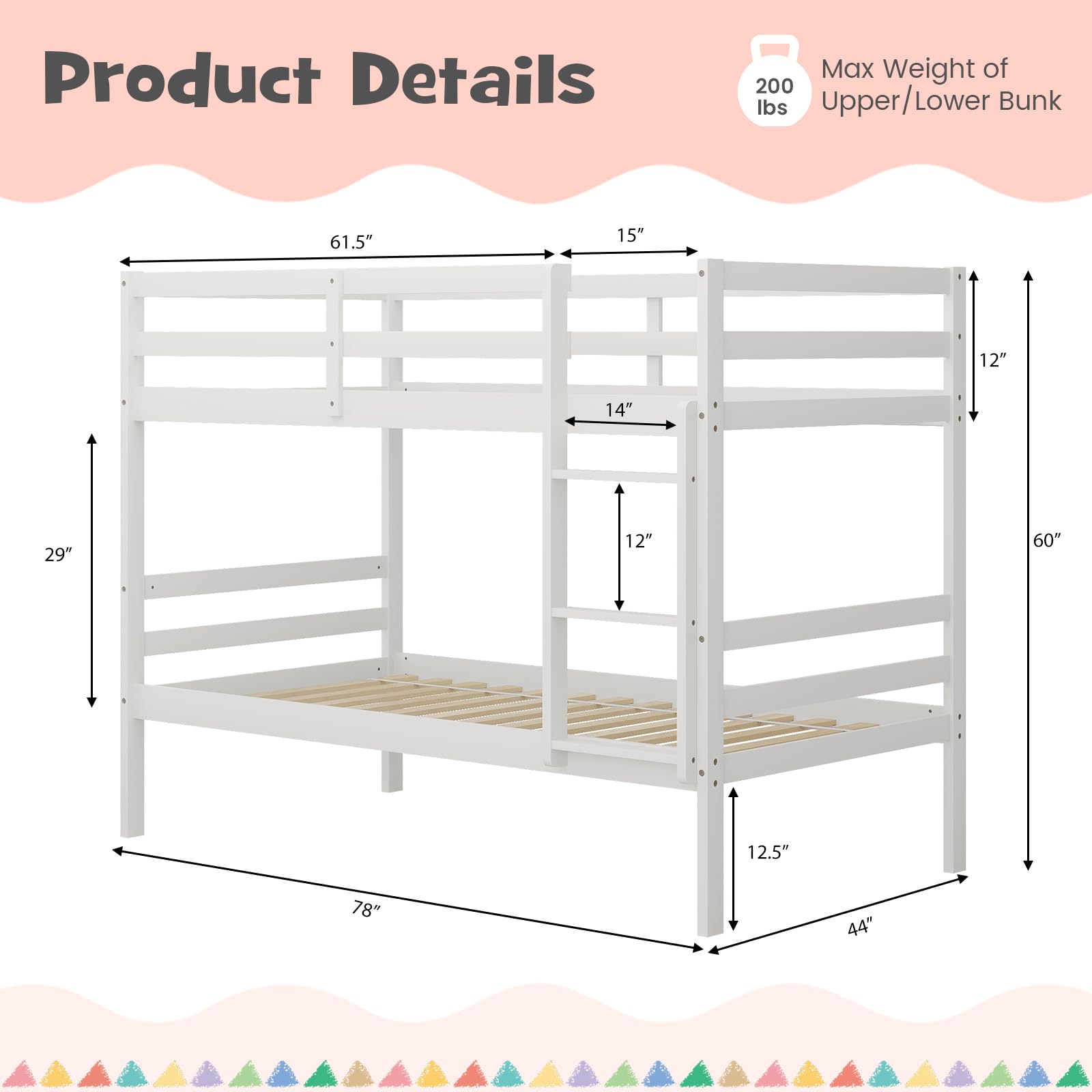 Twin Over Twin Bunk Bed with Storage and Ladder
