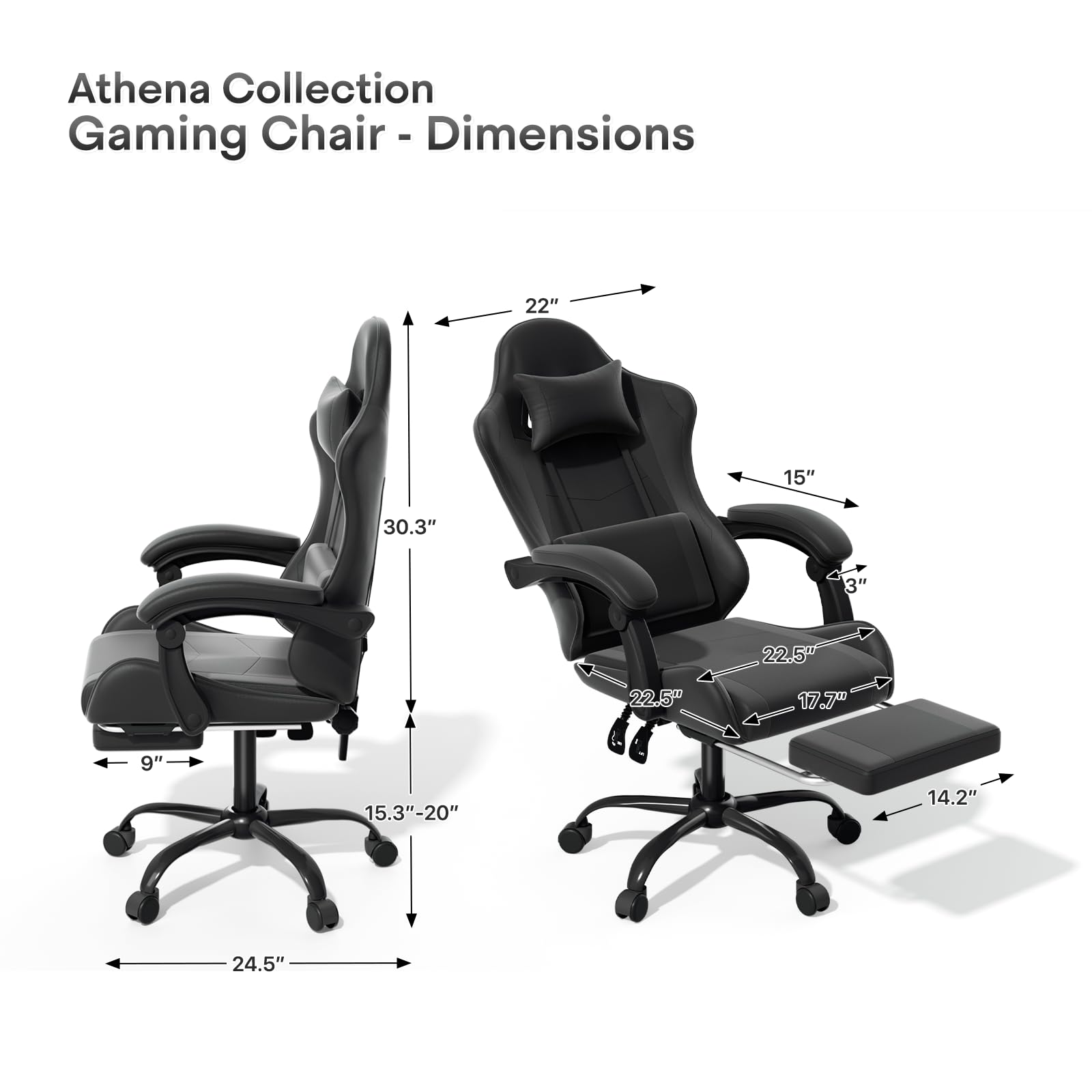 Ergonomic Gaming Chair with Footrest and Lumbar Support