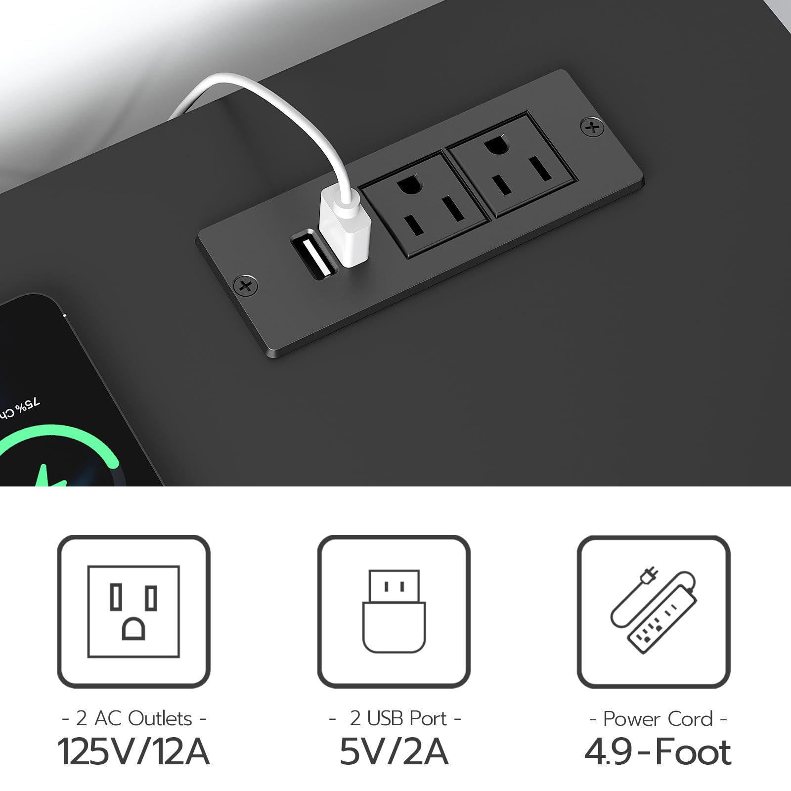 YATINEY TV Stand with Power Outlet and LED Light, Free-Combination TV Media Stand for 65 inch TV, Modern Entertainment Center for Living Room Storage, Black DS09UDBB