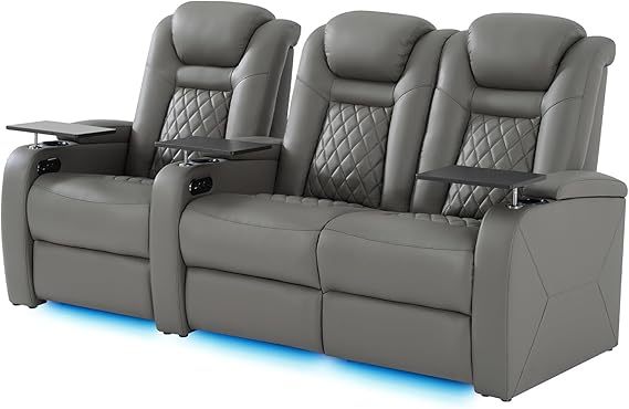 Power Reclining Home Theater Chair with LED Lighting