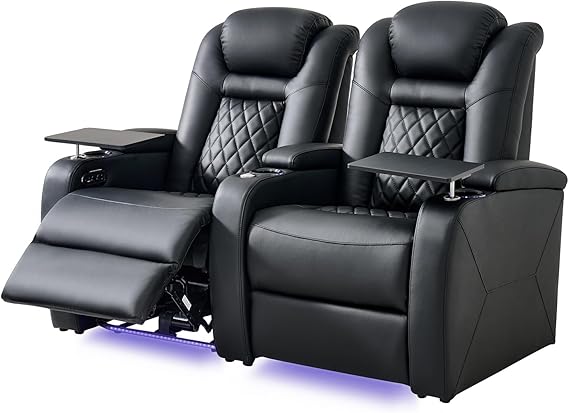 Power Reclining Home Theater Chair with LED Lighting