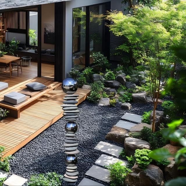 32" Stainless Steel Sphere Sculpture Garden Stake