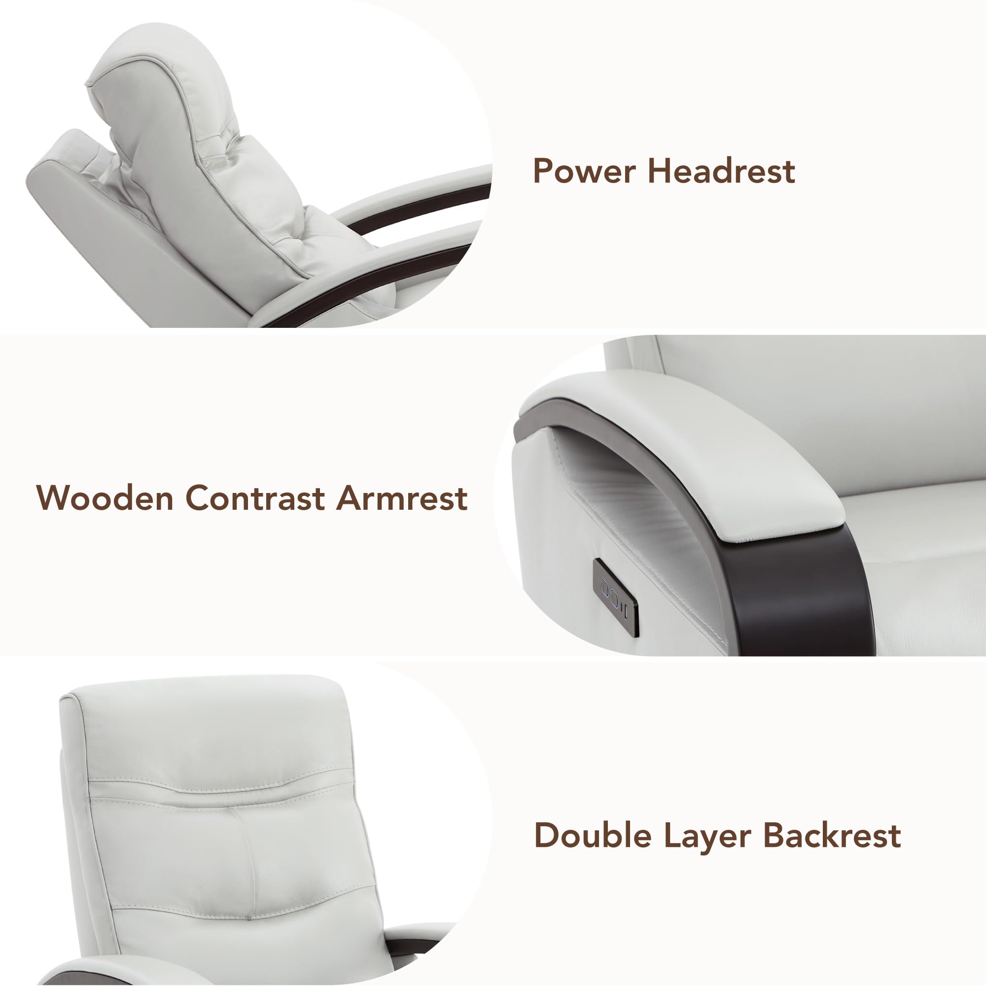 Genuine Leather Power Swivel Glider Rocker Recliner with Adjustable Headrest