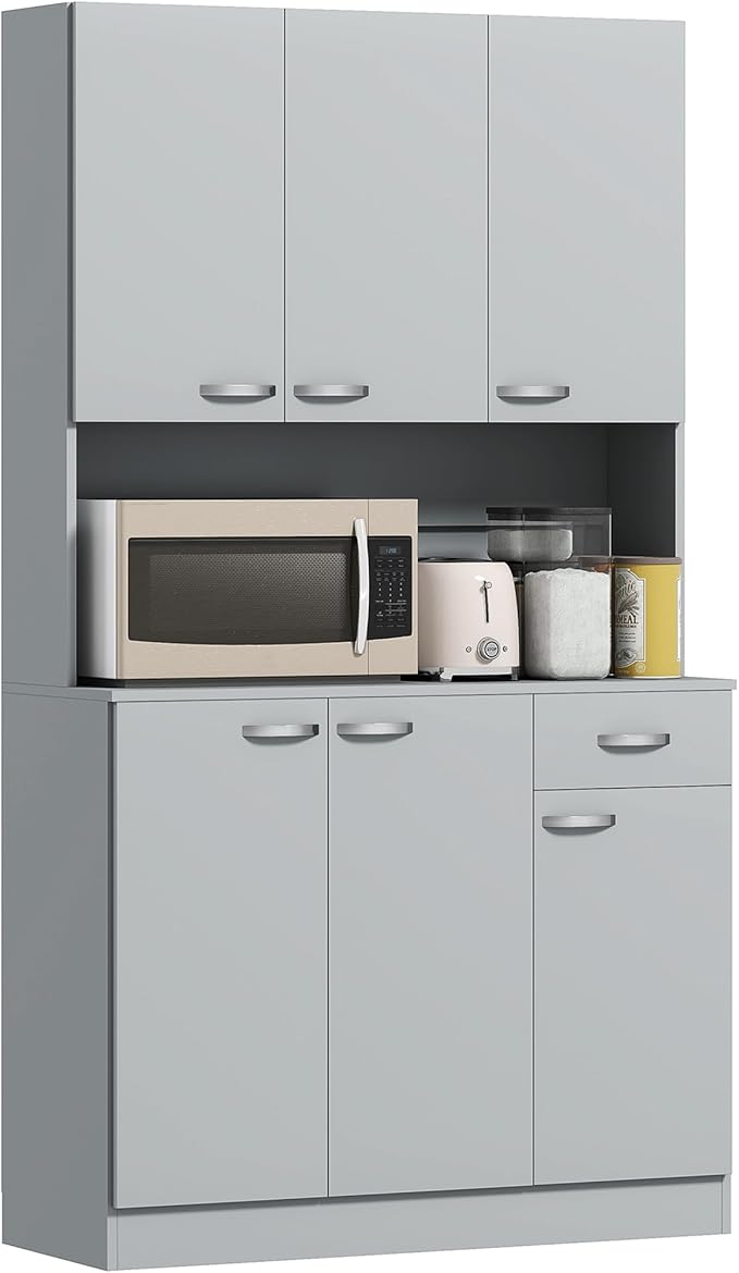 Kitchen Pantry Cabinet with Microwave Stand