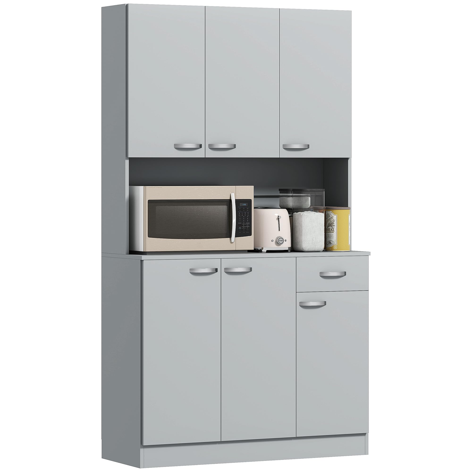 Kitchen Pantry Cabinet with Microwave Stand