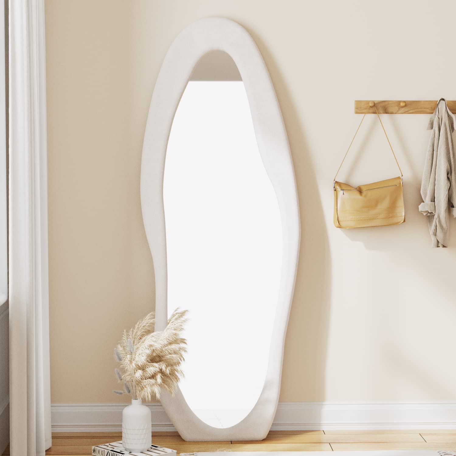 63" x 24" Wavy Full Length Mirror White