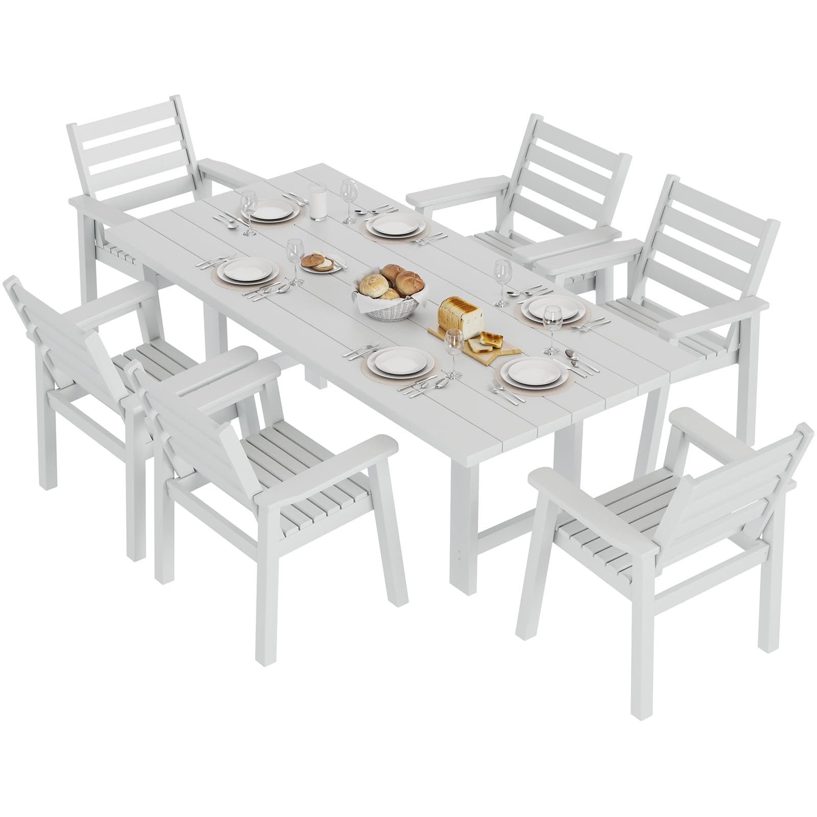 7-Piece HDPE Outdoor Dining Set with Umbrella Hole