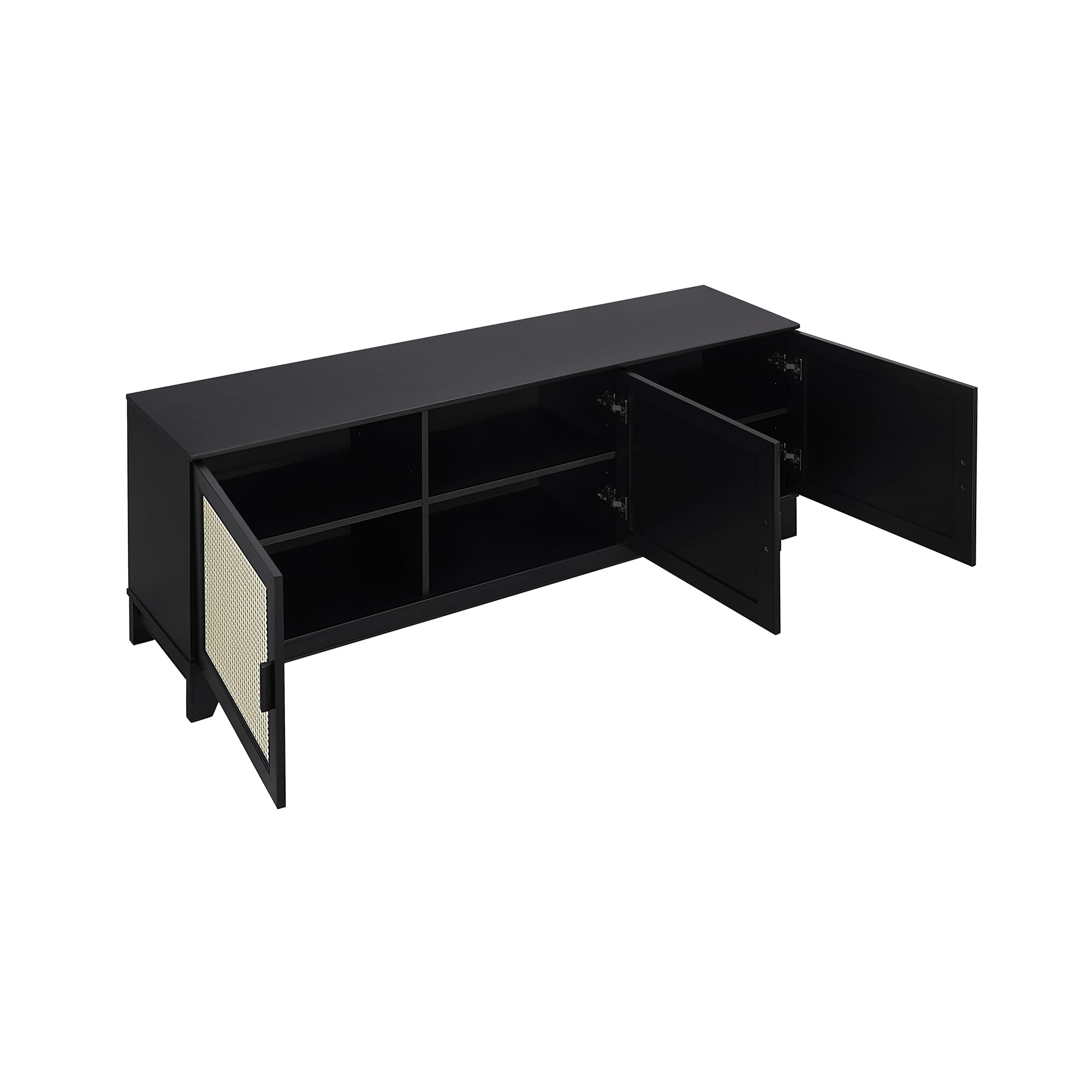 Mid-Century Modern Cane TV Stand 55 Inch
