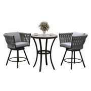 3-Piece Outdoor Swivel Bar Stool Set with Table