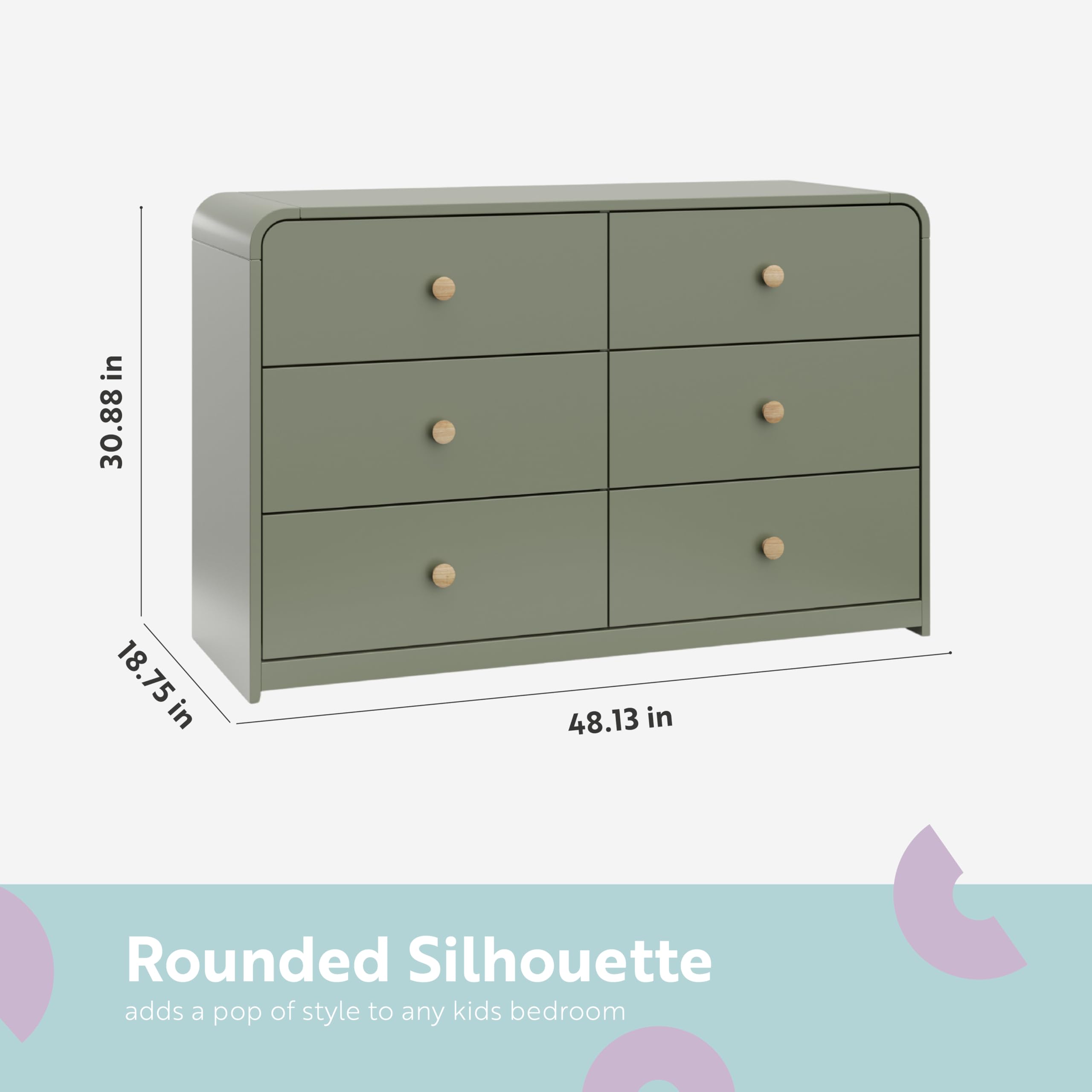 Santos 6 Drawer Dresser Olive & Natural