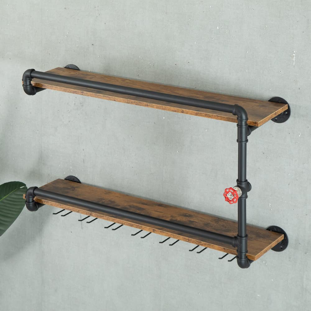 Wall-Mounted Wine Rack with Glass Holder