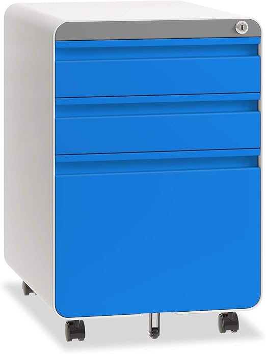 3 Drawer Mobile File Cabinet with Lock and Wheels