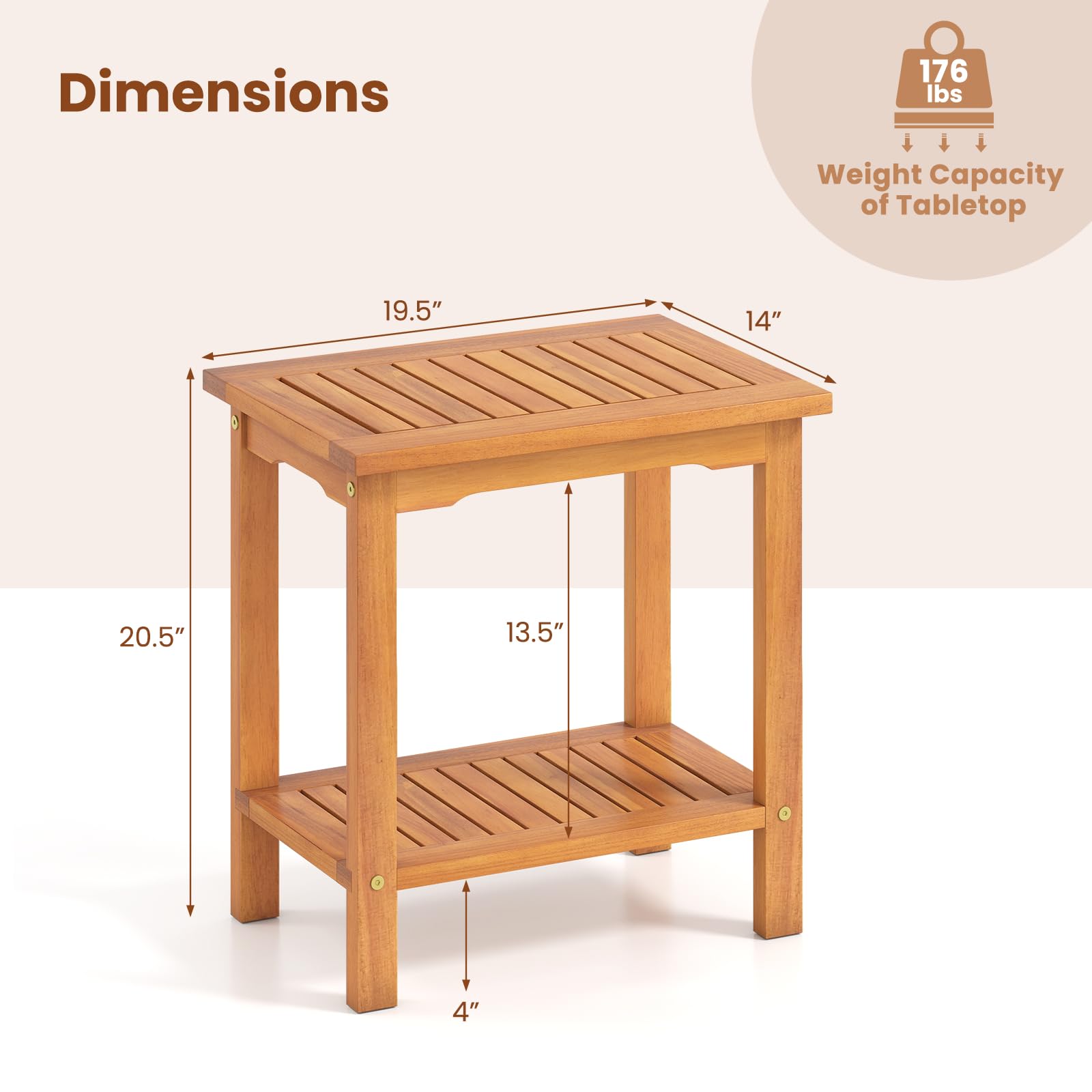 2-Tier Acacia Wood Side Table