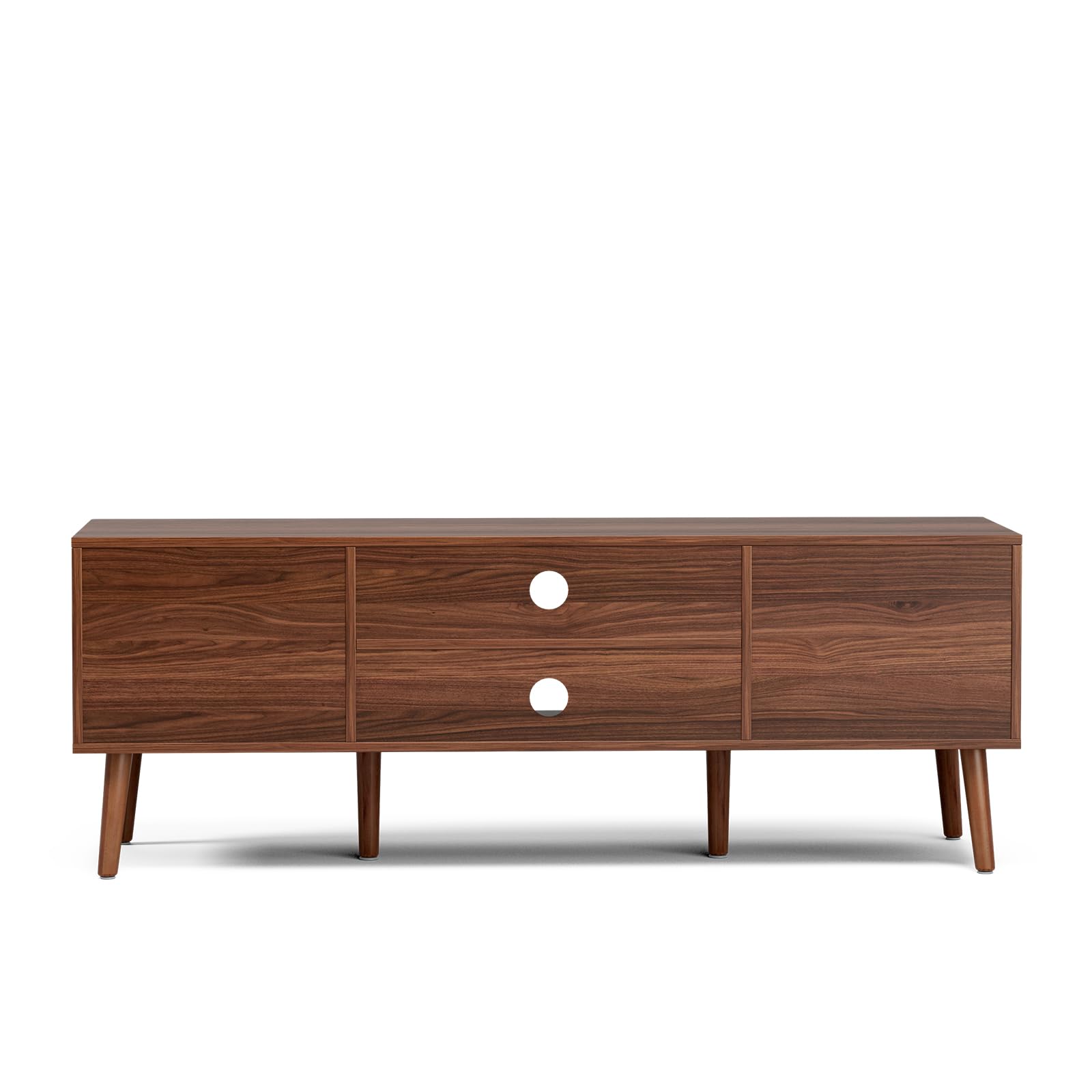 Mid-Century TV Stand with Fluted Doors