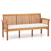3-Person Acacia Wood Outdoor Bench with Cushion