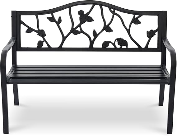 50" Outdoor Garden Bench with Americana Style Backrest