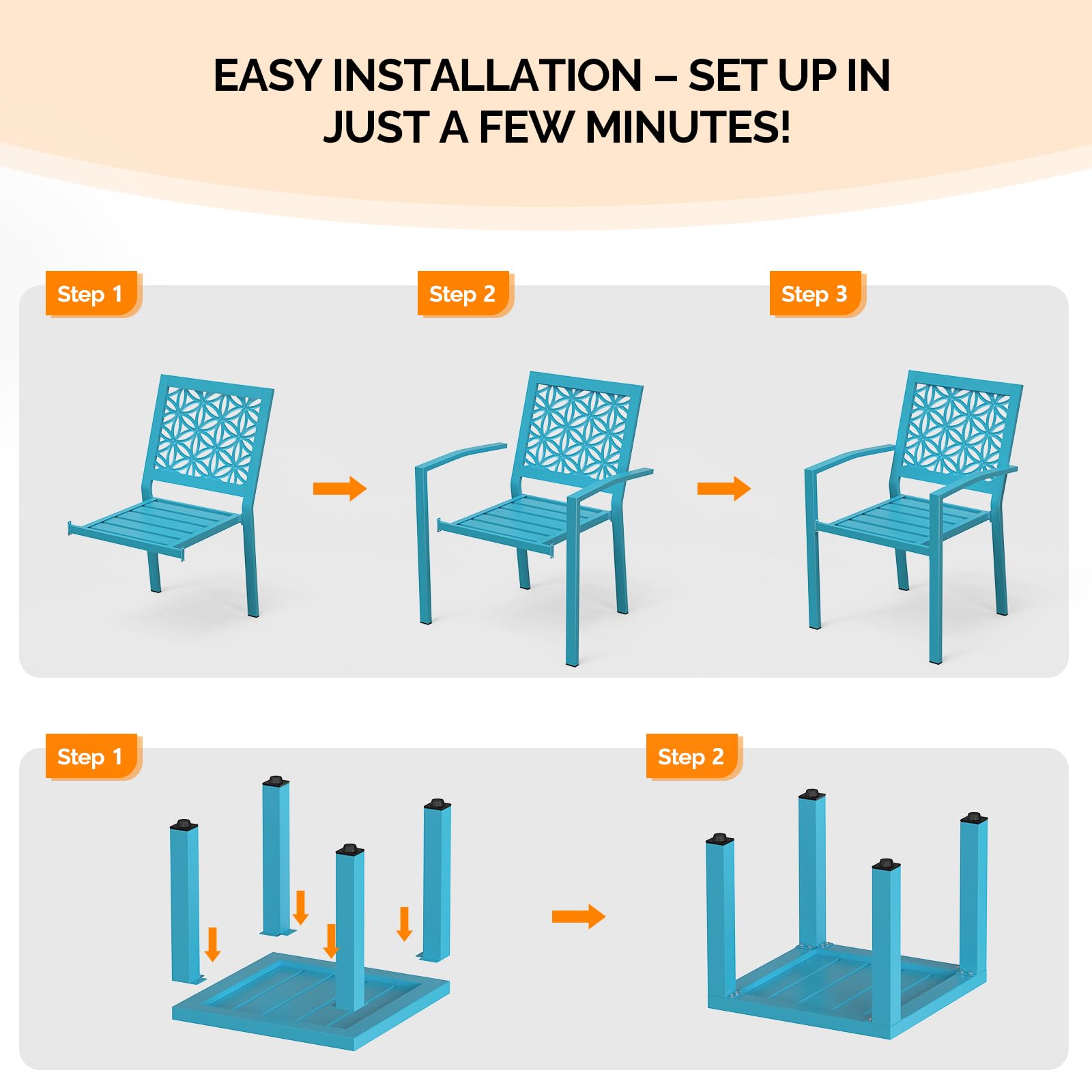 3-Piece Outdoor Bistro Set with Stackable Chairs