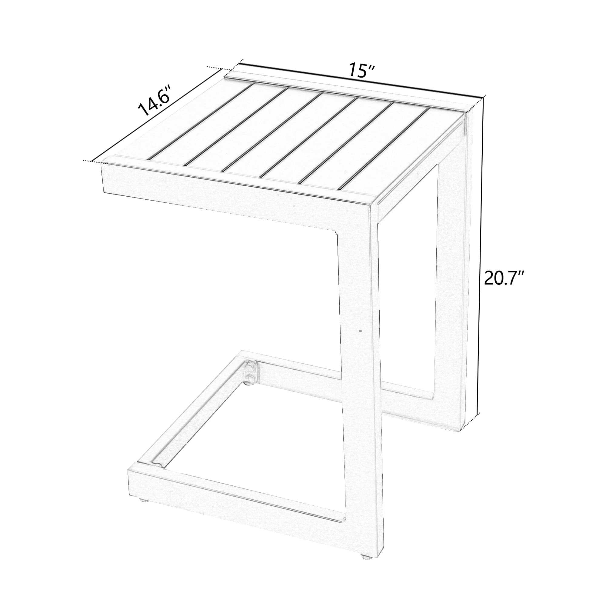 C-Shaped Aluminum Patio Side Table