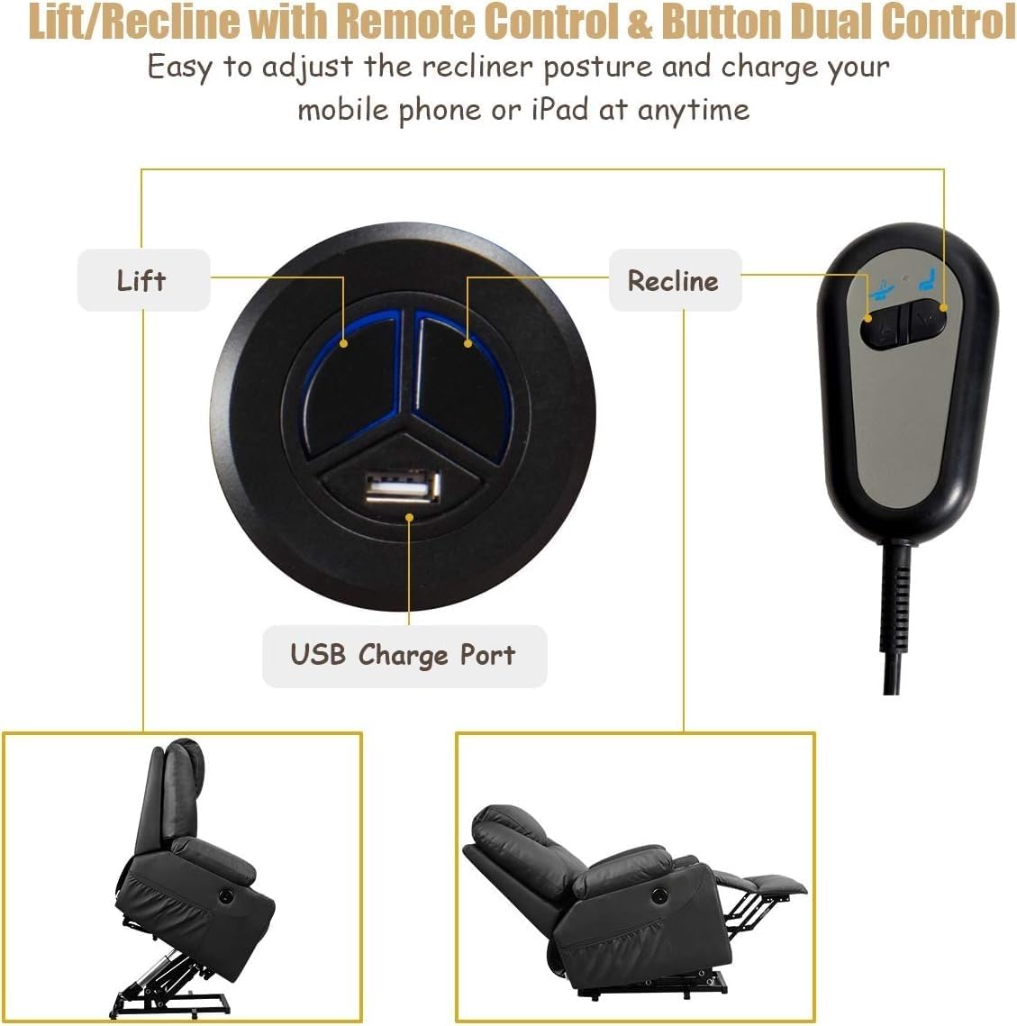 Power Lift Recliner with Massage and Heating