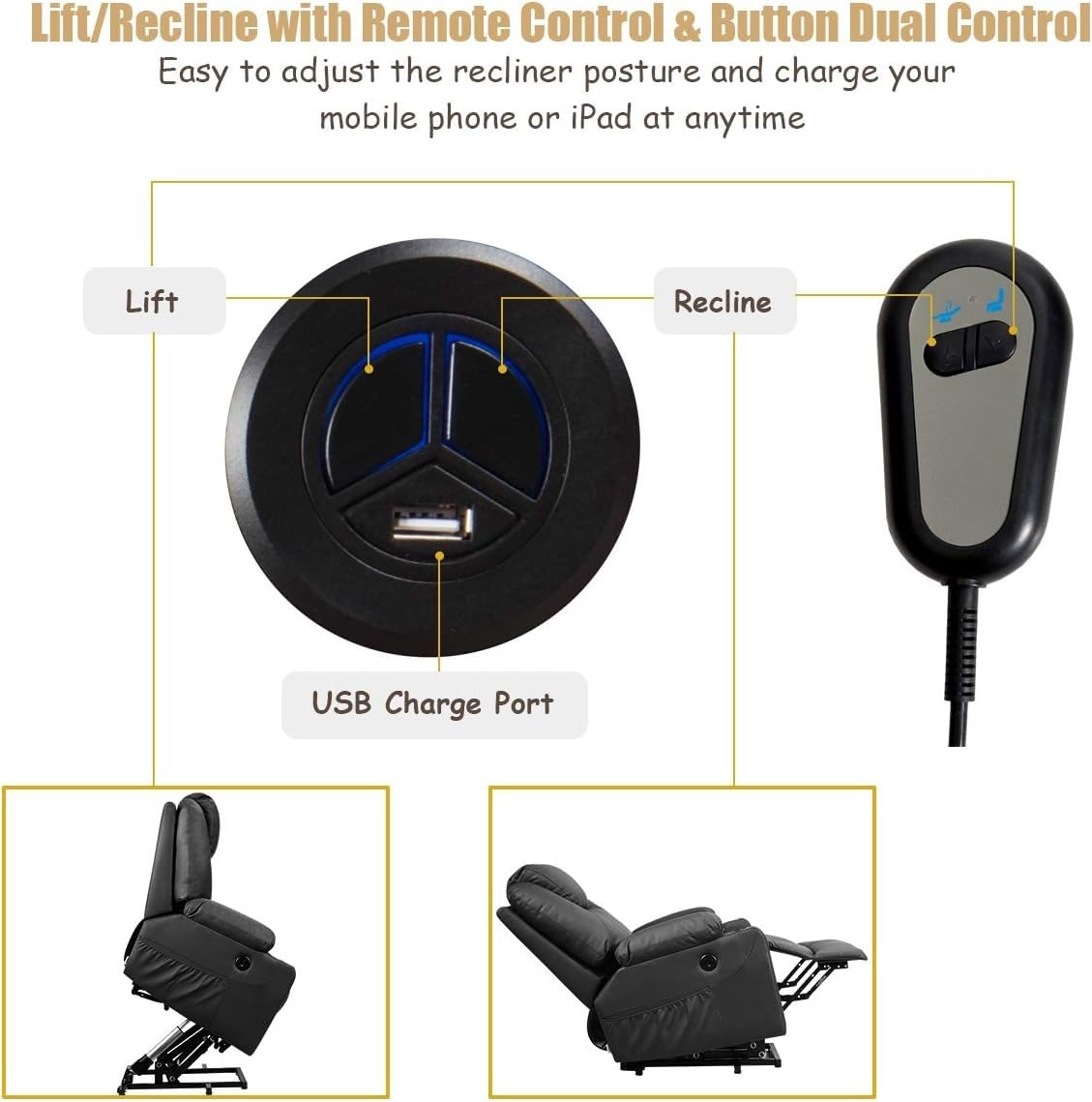 Power Lift Recliner with Massage and Heating