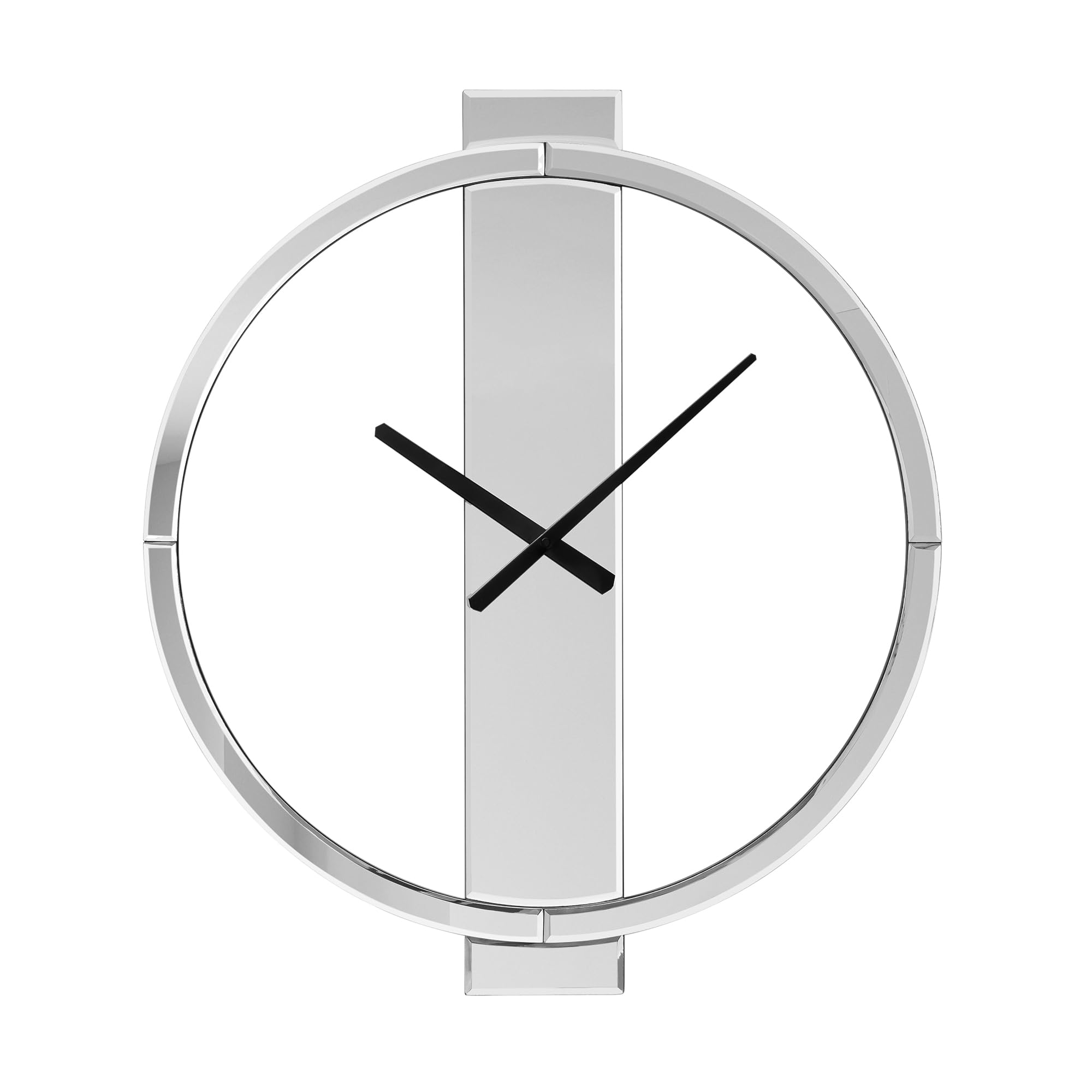 Mirrored Wall Clock 23" Round Contemporary Design