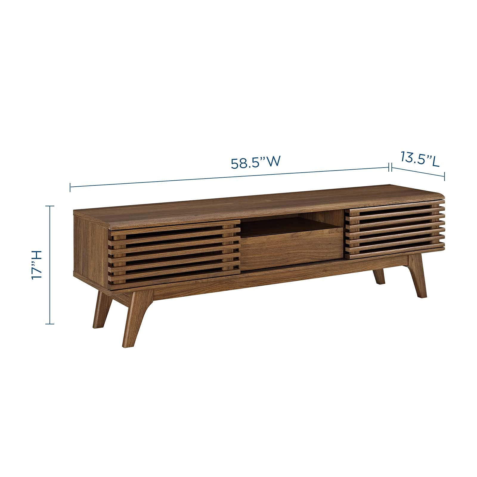 Mid-Century TV Stand with Sliding Doors