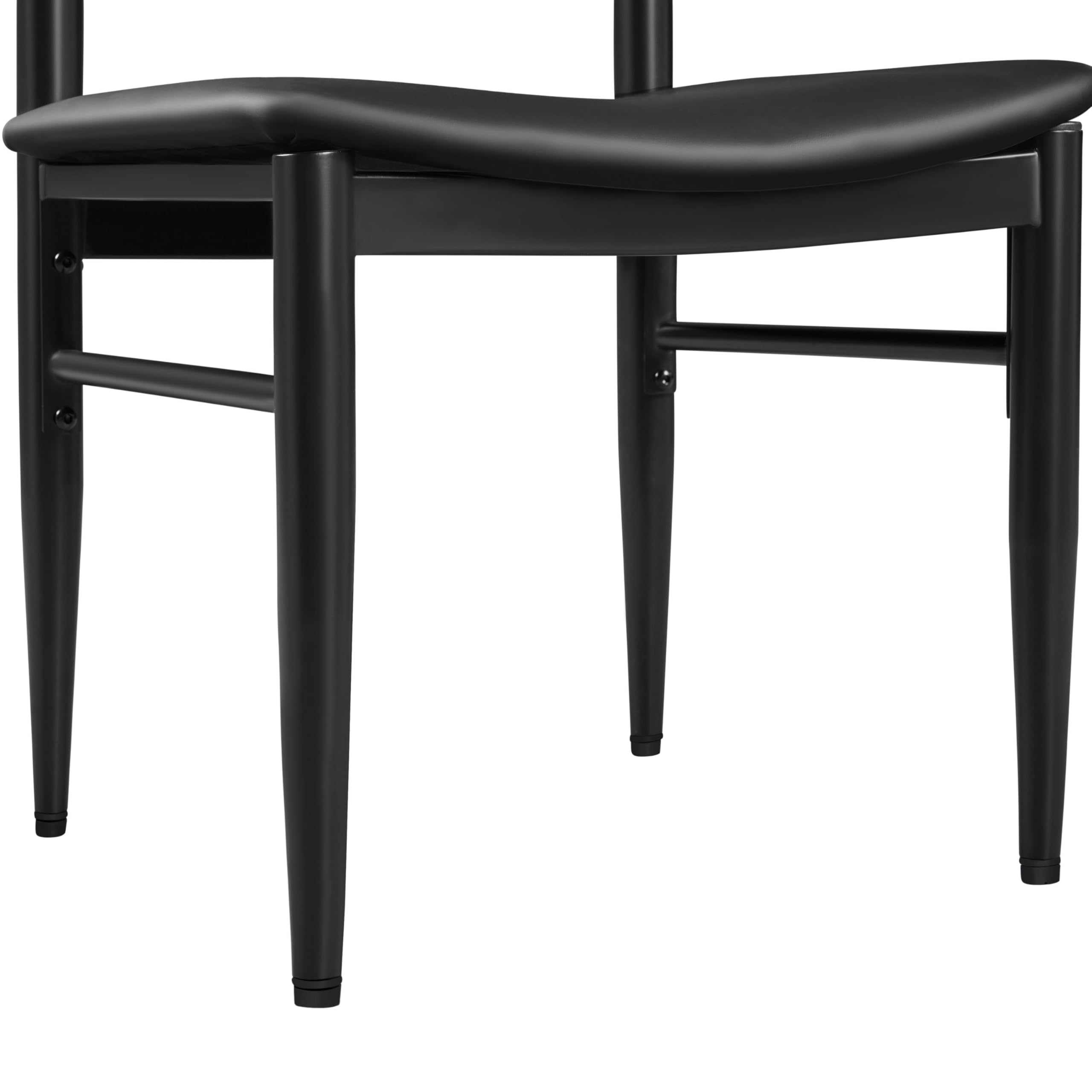 Mid Century Modern Dining Chairs Set of 4 - Black Leather