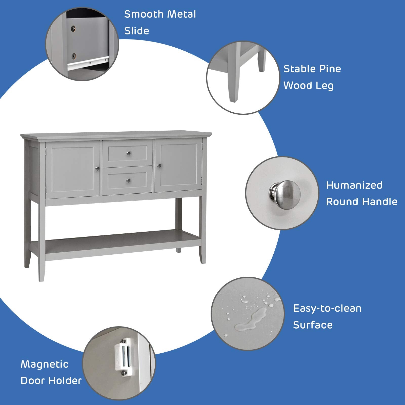 Wood Buffet Sideboard with Storage