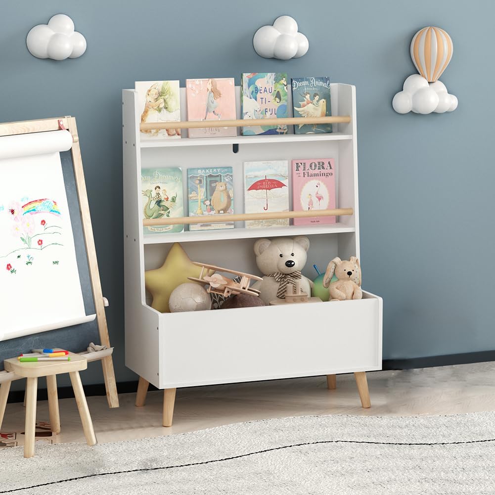 Kids 3-Tier Bookshelf with Toy Storage