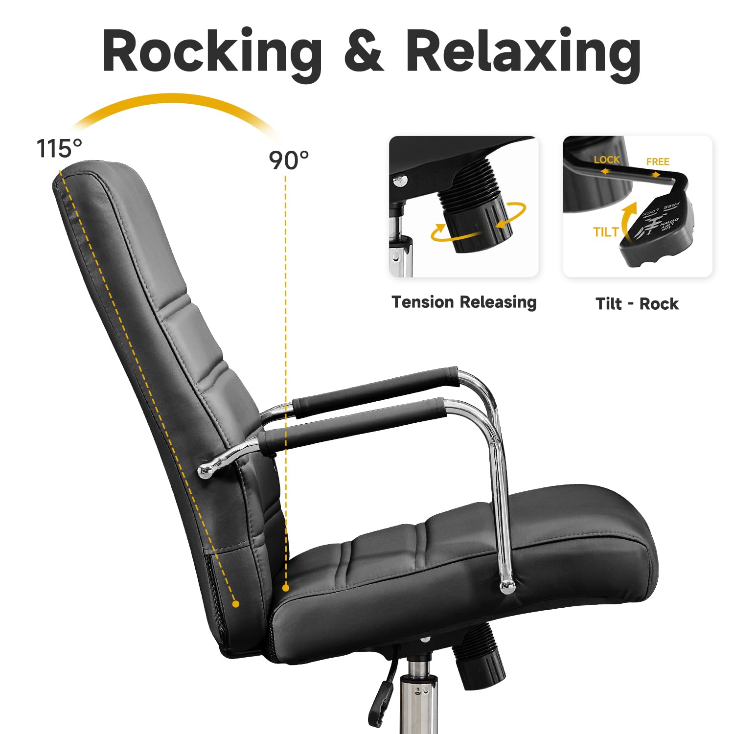 Executive Leather Office Chair with Wheels
