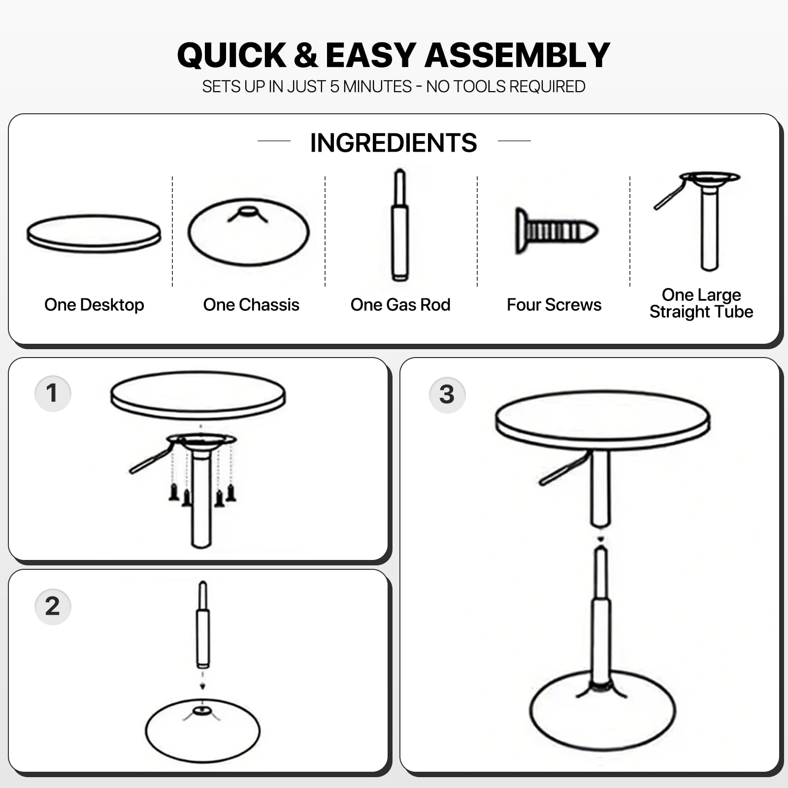 Adjustable Height Round Bar Table