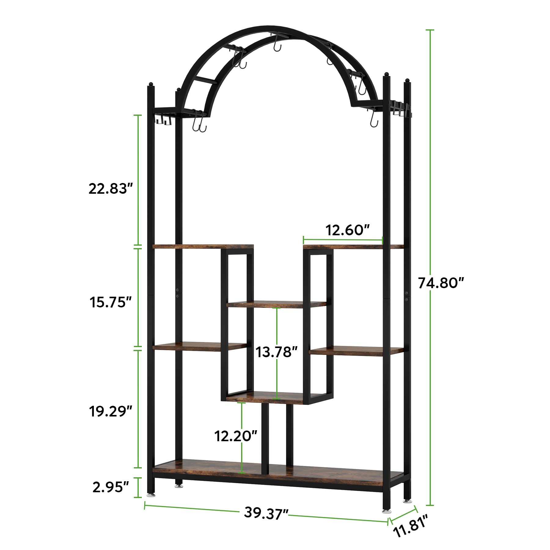 5-Tier Arched Plant Stand with Hanging Hooks