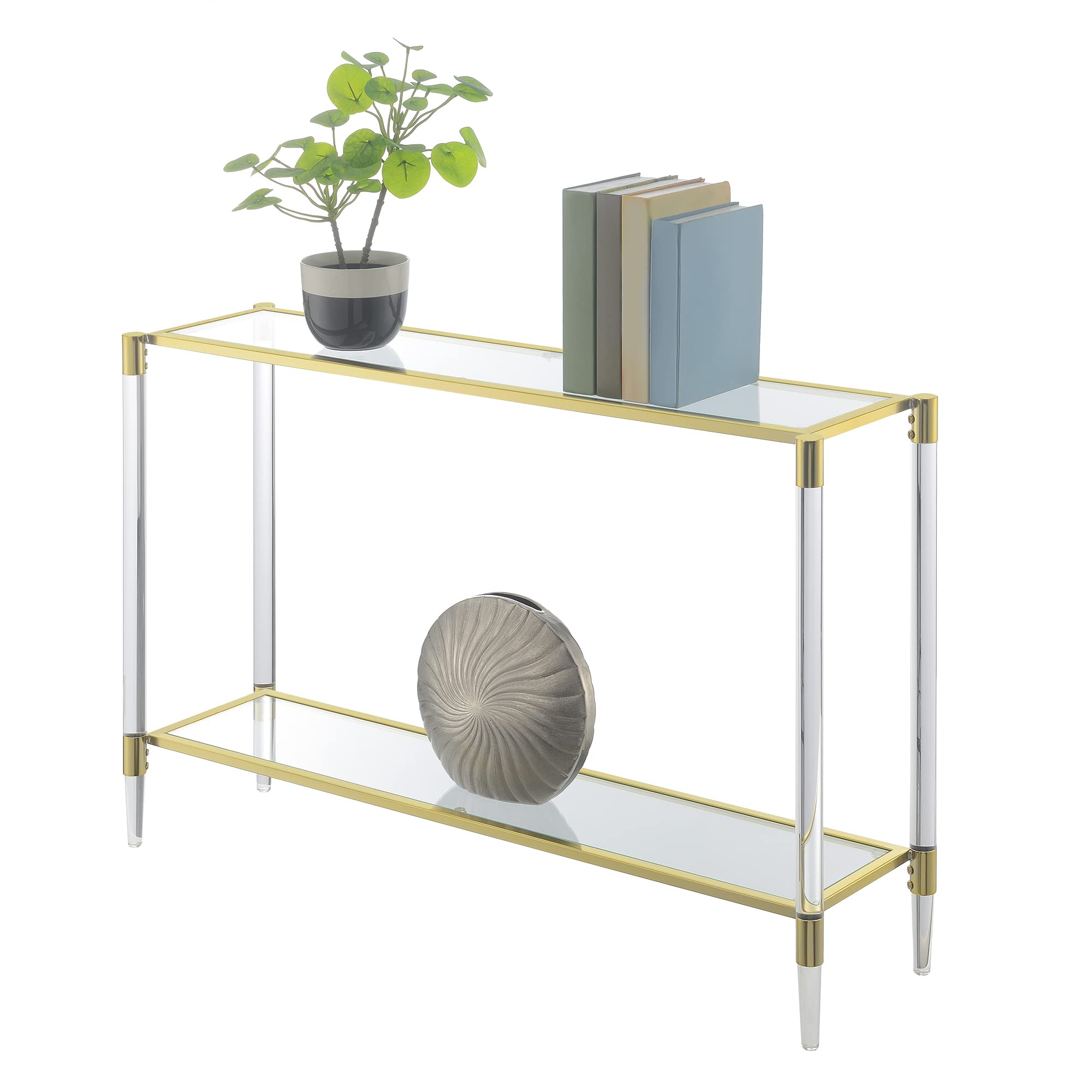 Royal Crest 2-Tier Acrylic Glass Console Table