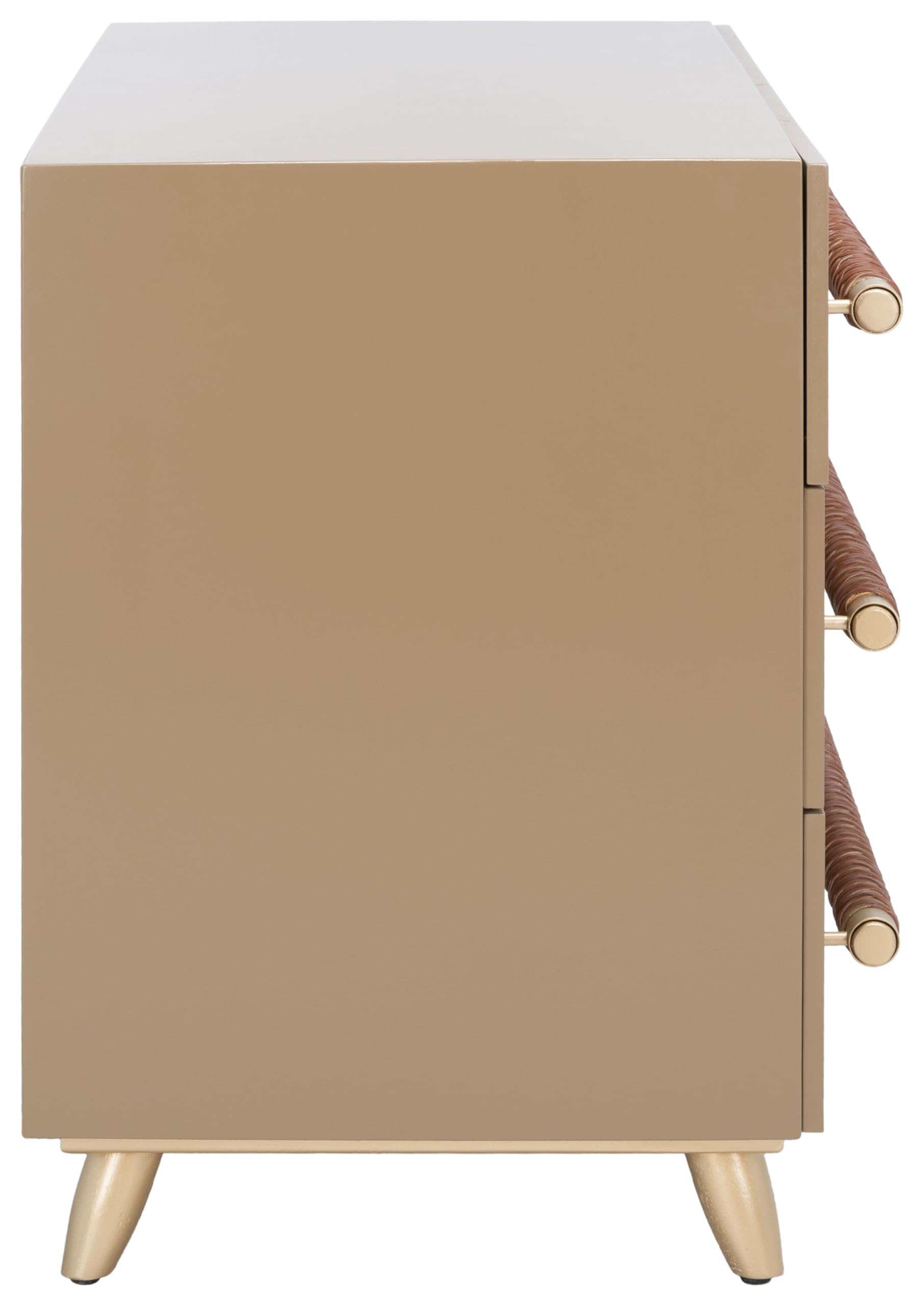 Modern Taupe and Gold 3-Drawer Chest