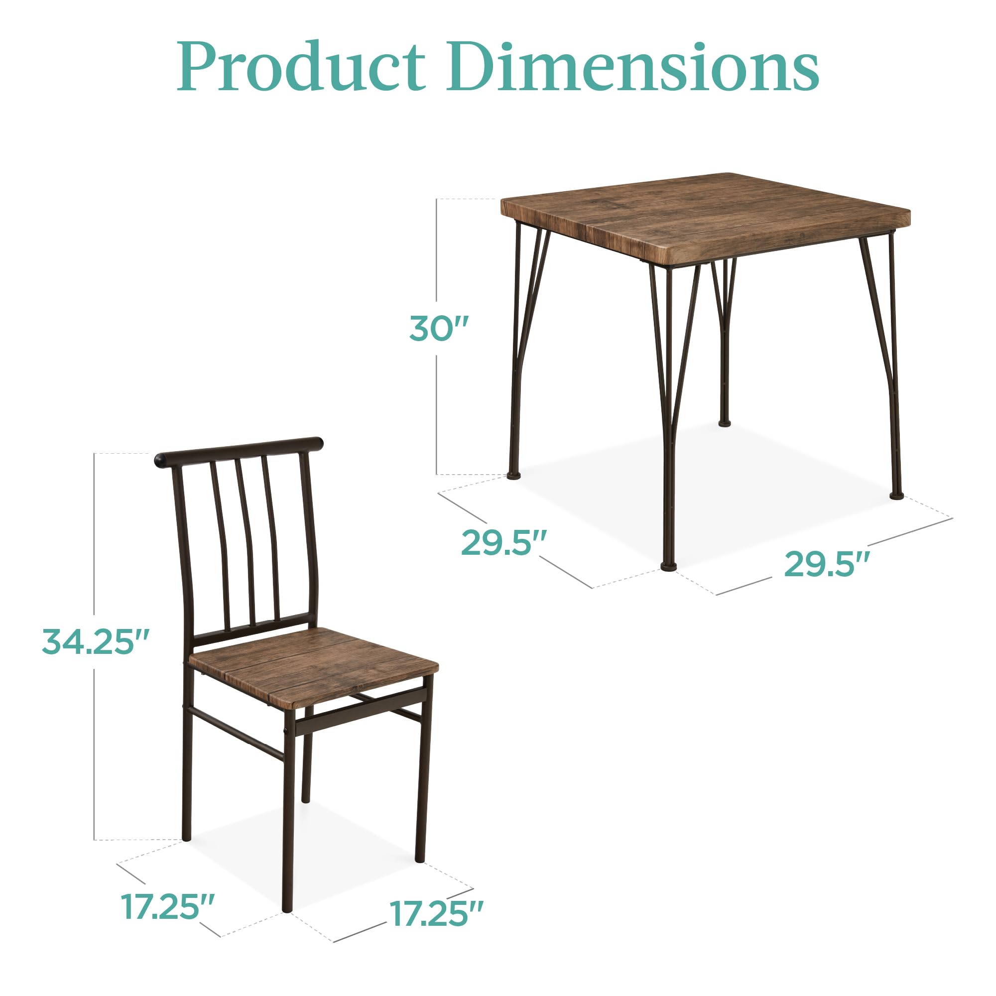 3-Piece Dining Set with 2 Chairs - Dark Brown