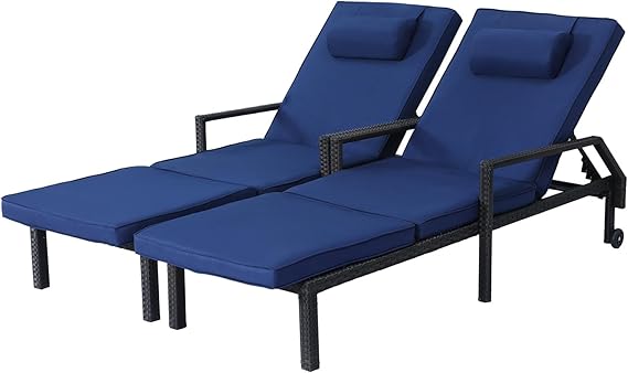 Adjustable Patio Chaise Lounge Set with Cushions
