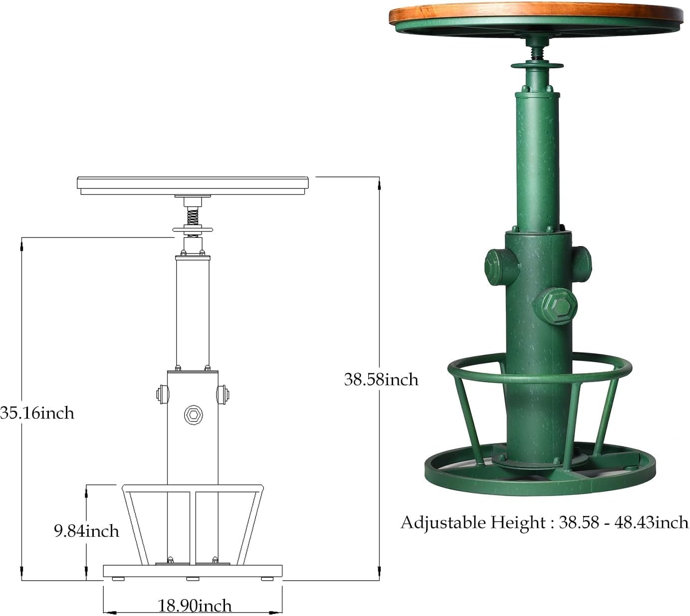 3 Piece Pub Bar Set with Adjustable Stools