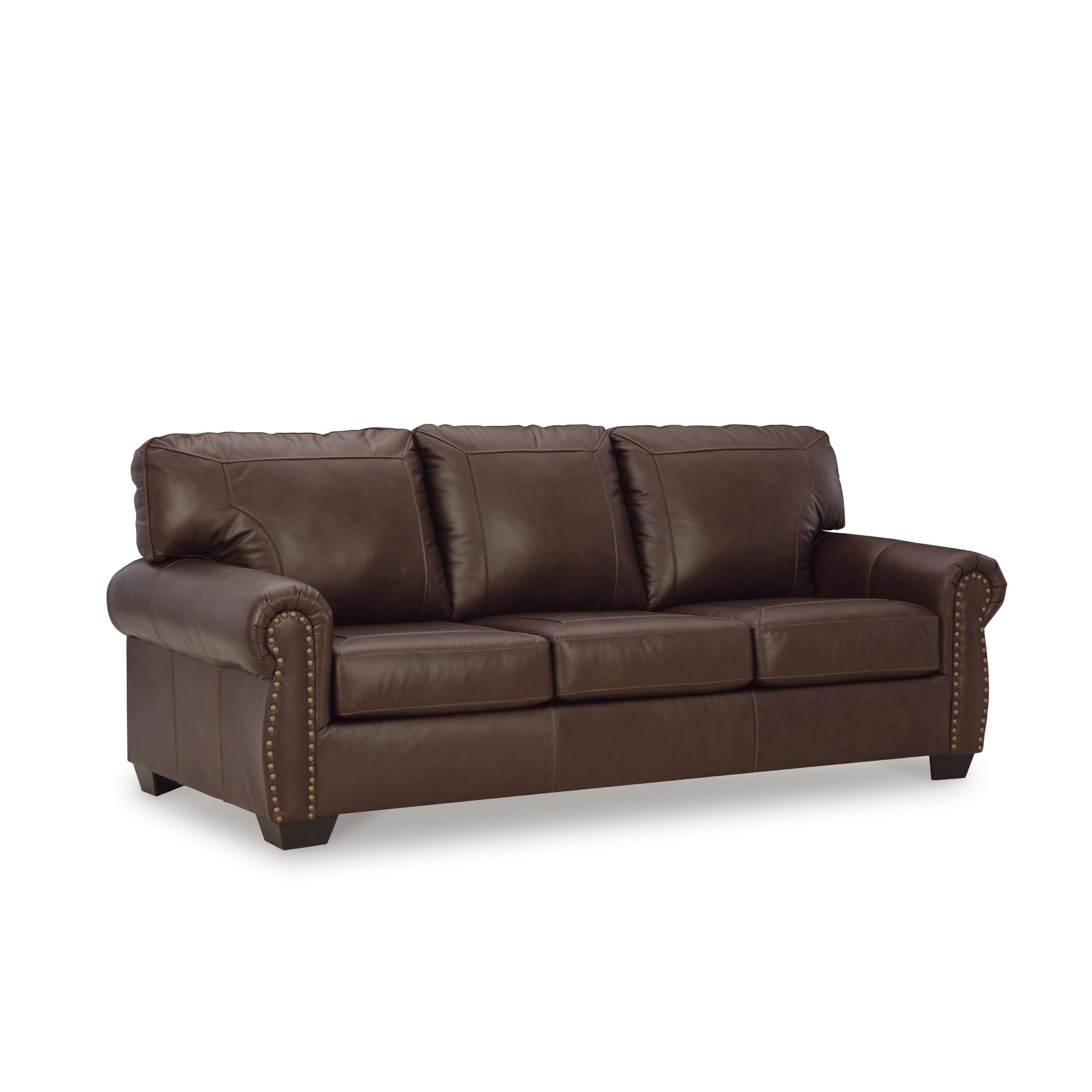 Classic Leather Sofa with Nailhead Trim