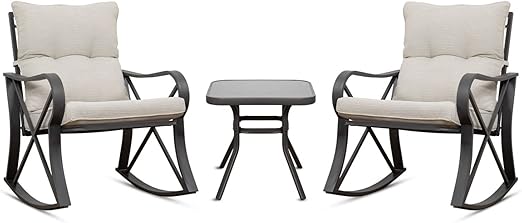 3-Piece Rattan Rocking Bistro Set