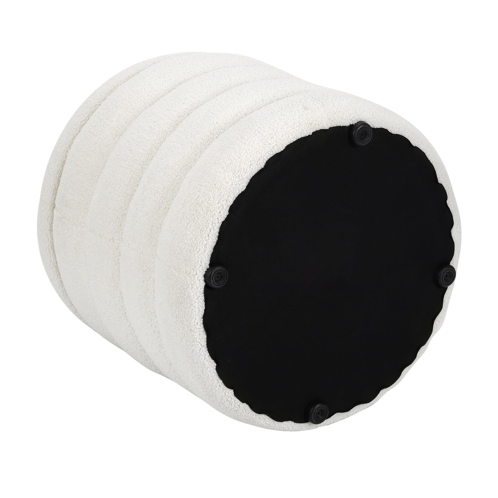 Teddy Sherpa Round Ottoman with Storage