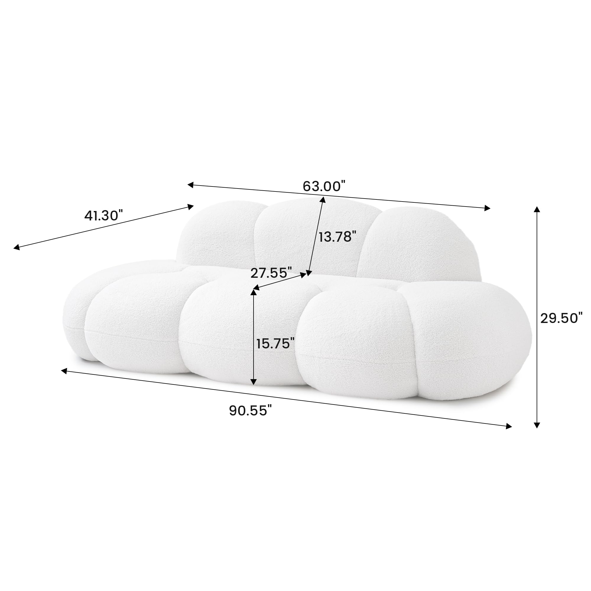 Cloud Shaped Upholstered Sofa for Living Room