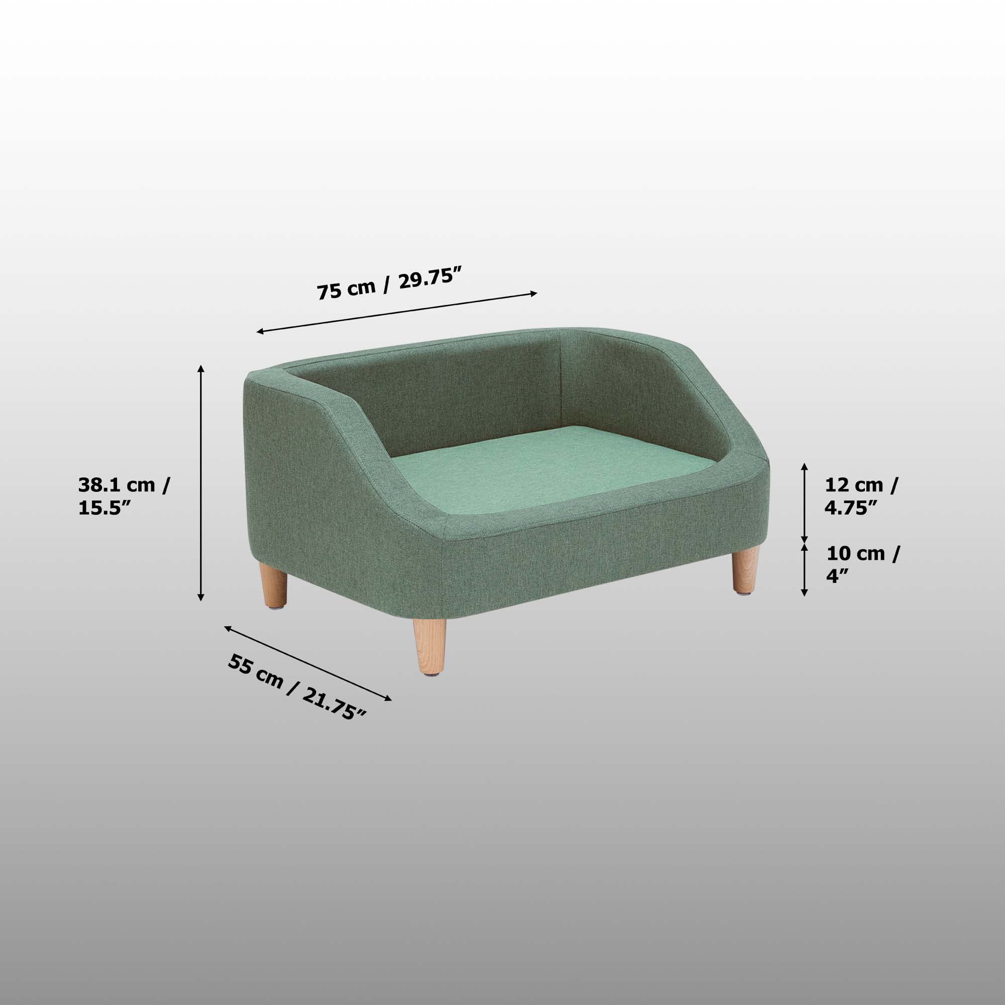 Raised Linen Pet Sofa Bed with Removable Washable Cushion