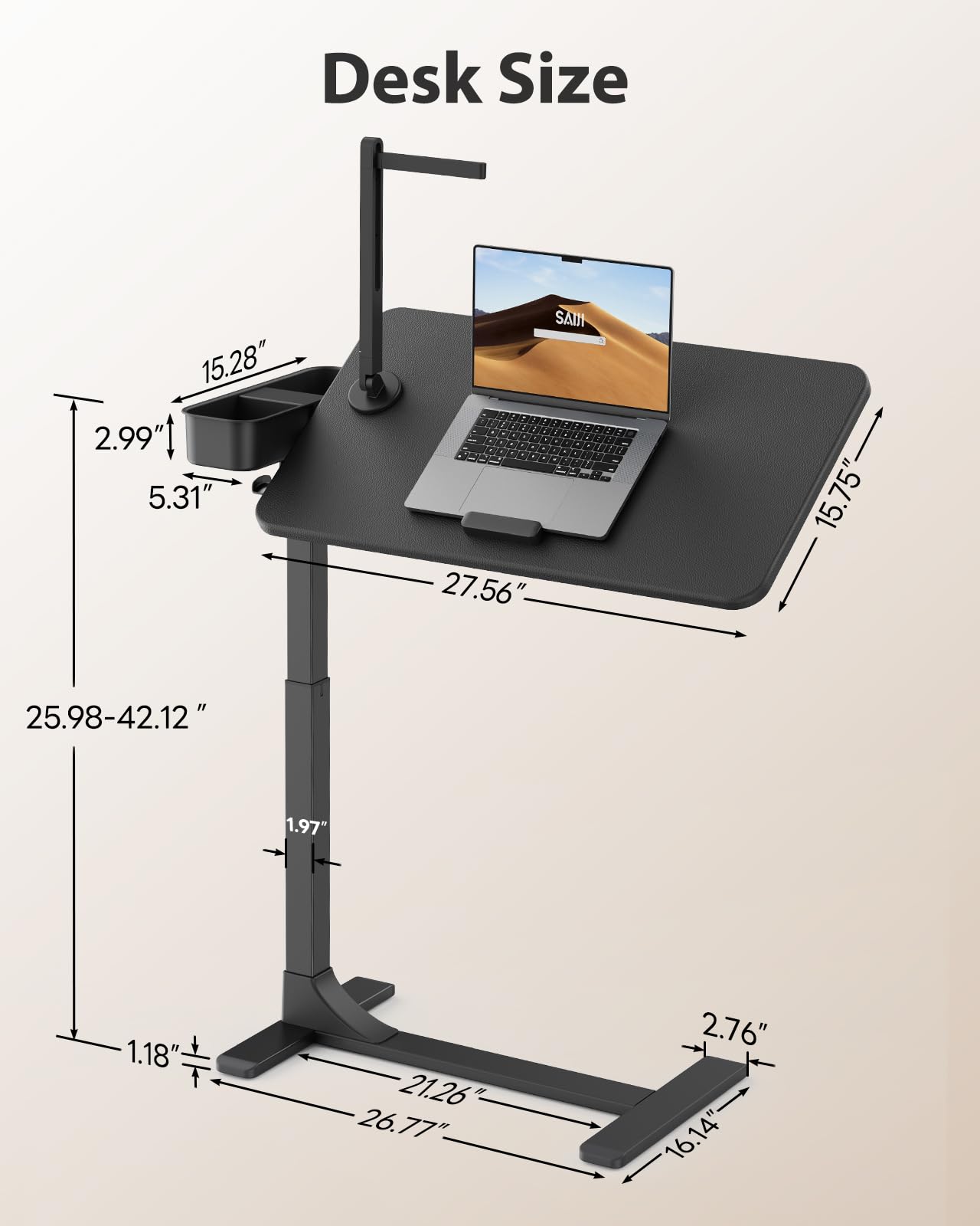 Magnetic Overbed Table with Wheels