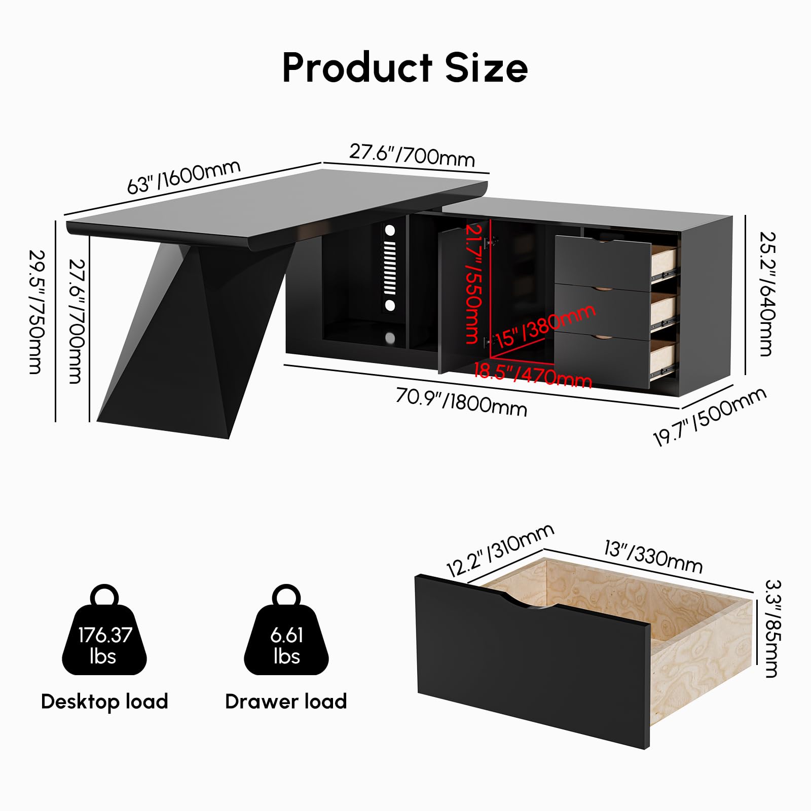 L-Shape Executive Desk with Storage