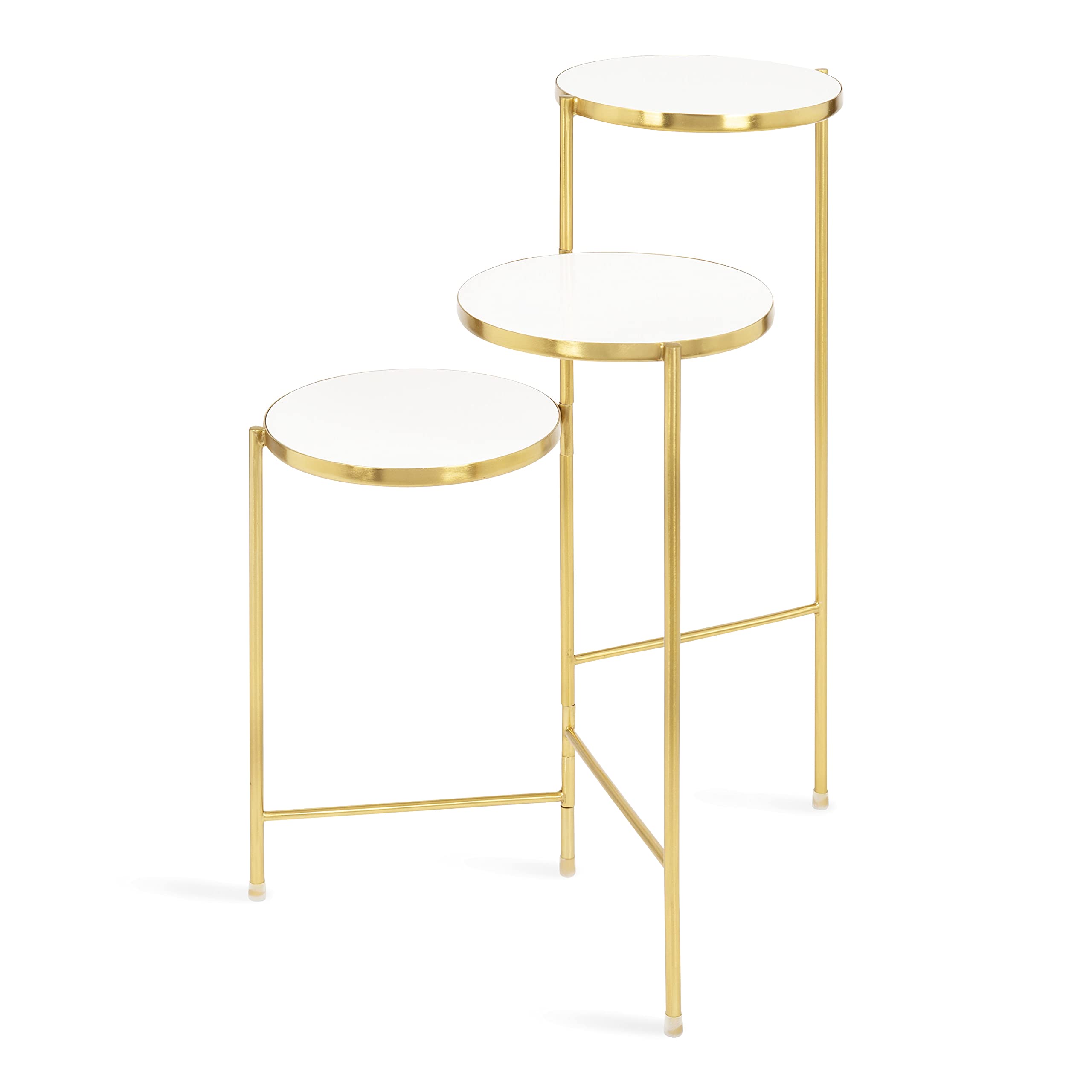 Modern Tri-Level Plant Stand White and Gold