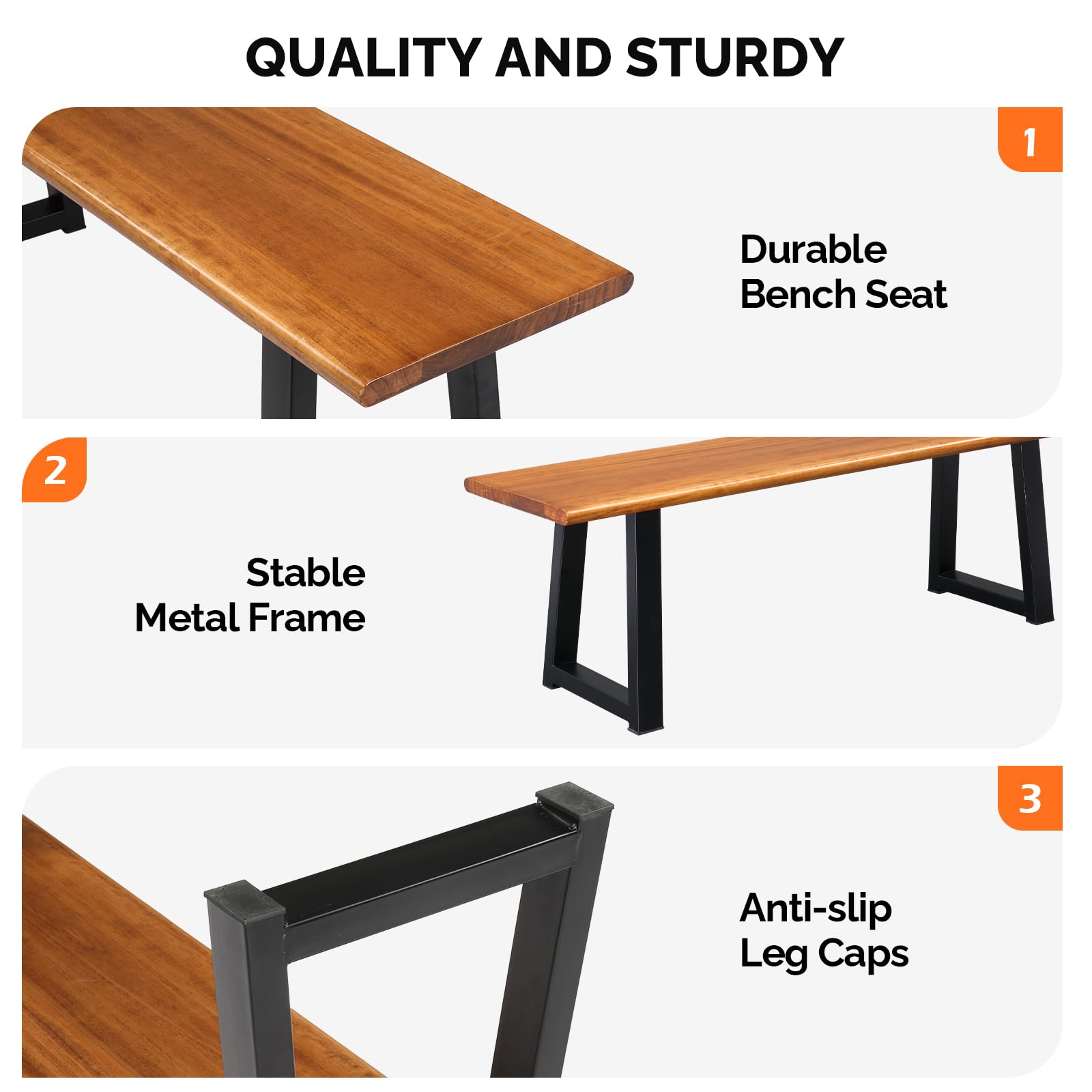 Outdoor Bench with Metal Legs Rustic Wood