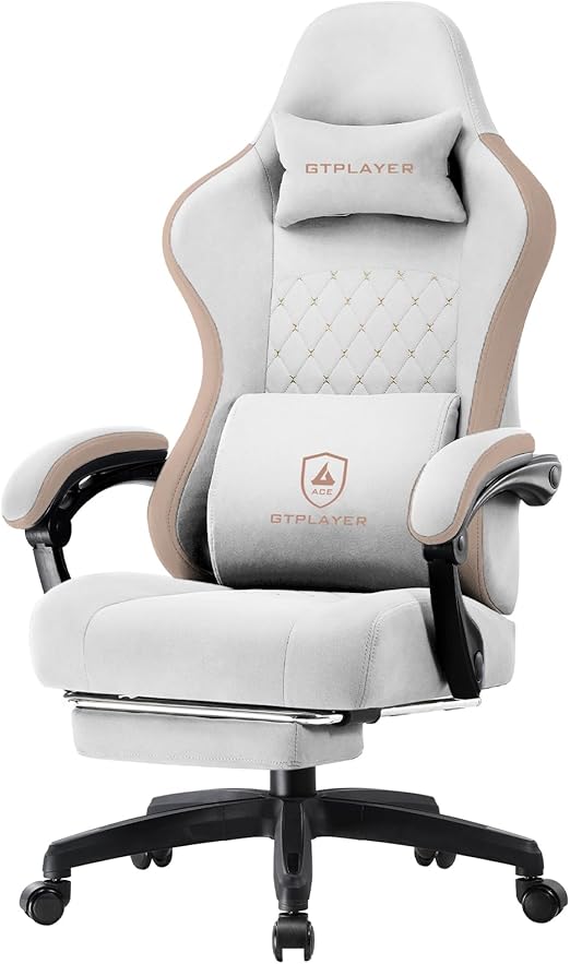 Gaming Chair with Pocket Spring Cushion and Footrest