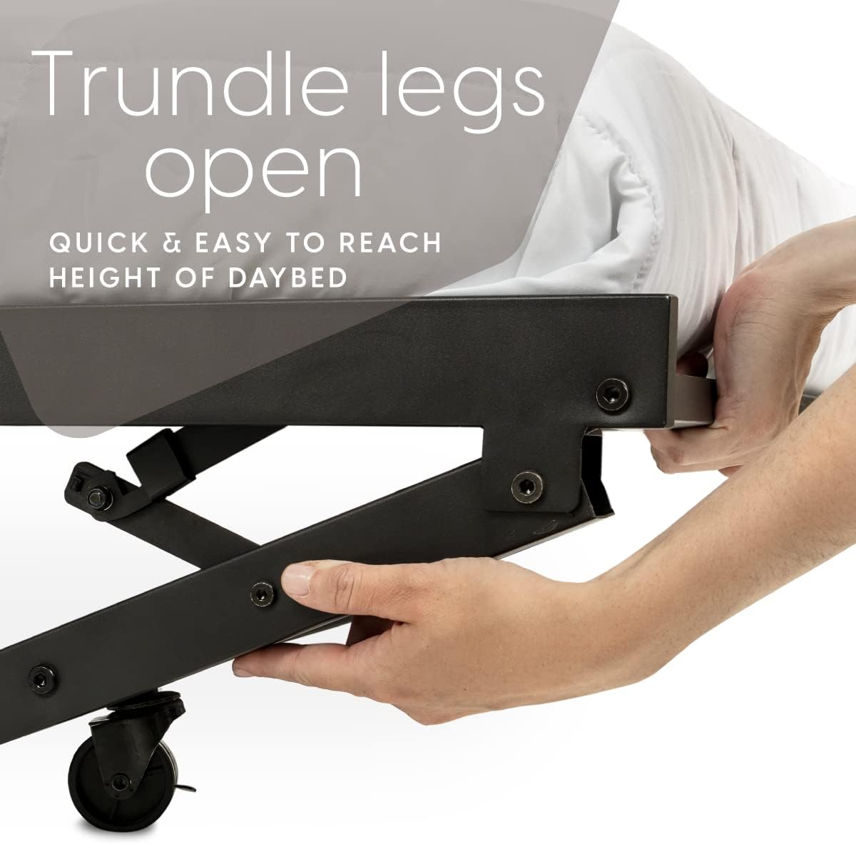 Twin Daybed with Pop-Up Trundle Set - Black Metal Frame